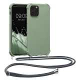 Husa Kwmobile pentru Apple iPhone 12/iPhone 12 Pro, Silicon, Verde, 53840.172, Textil, Carcasa