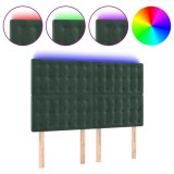 Cumpara ieftin Tablie de pat cu LED, verde inchis, 144x5x118/128 cm, catifea
