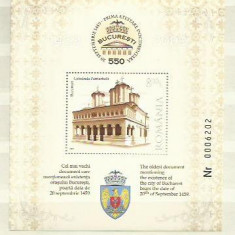 Romania MNH 2009 - 550 ani Bucuresti - colita - LP 1846