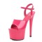 Sandale cu Platforma si Toc Stiletto Inalt, Lacuite, Fuchsia, Marime 40