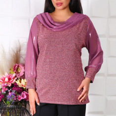 Bluza Eleganta cu Esarfa Roz - 44Marimea