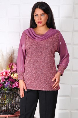 Bluza Eleganta cu Esarfa Roz - 52Marimea foto