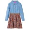 Rochie pentru copii cu m&acirc;neci lungi, bleumarin și albastru denim, 104