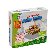 Puzzle 3D cu 18 piese, Mini Tank Camuflaj ce se deplaseaza, pentru copii, ATU-080583