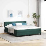 vidaXL Pat cu Saltea cu Arcuri Negru 100x200 cm Catifea Verde &icirc;nchis 3341429
