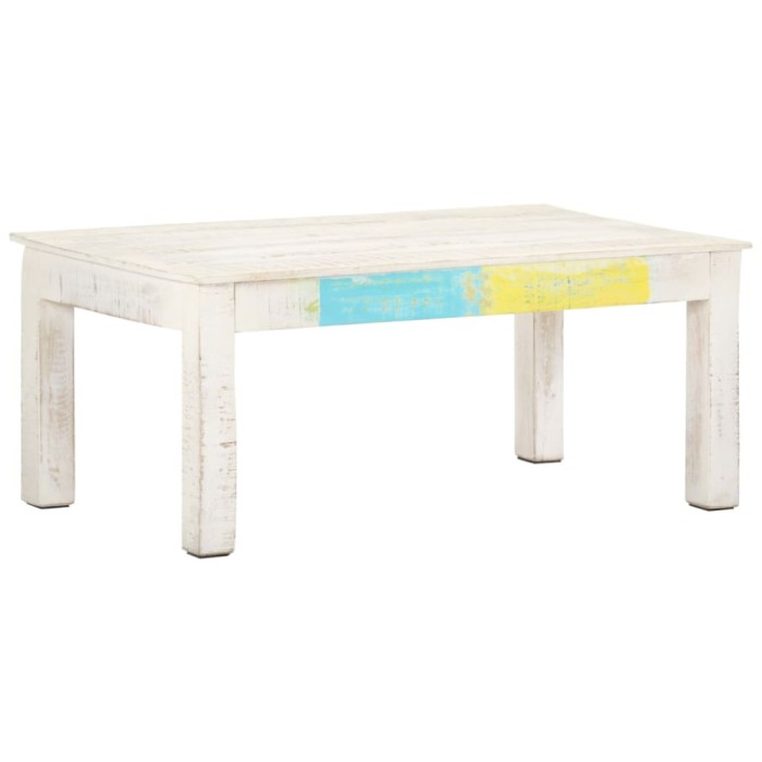 vidaXL Măsuță de cafea, alb, 110x60x45 cm, lemn masiv de mango 323555