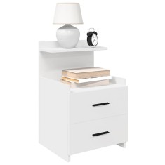 Noptiere 2 buc. cu 2 sertare, alb, 40x36,5x62 cm