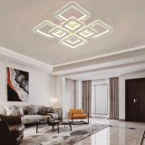Cumpara ieftin Lustra LED cu telecomanda si cristal LEICA, 237W, 8 Patrate, lumina Rece/Calda/Neutra, Dimabila, Alb