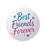 Cumpara ieftin Insigna rotunda Best Friends Forever multicolor, mesaj prietenie, 58 mm, prindere cu ac
