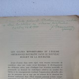 LES CULTES MINORITAIRES...-EPISCOP VENIAMIN NISTOR CU DEDIC.SI SEMNATURA-1935 X1