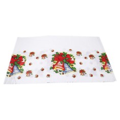 Fata de masa dreptunghiulara PVC, 0.25 mm grosime, imprimeu clopotei, potrivit pentru Craciun, 180 x 108 cm