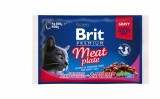 Brit Premium Multipack Meat Plate, 2 arome, pachet mixt, plic hrană umedă pisici, (&icirc;n sos), 4 x 100g