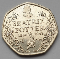 Moneda 50 pence 2016 Marea Britanie , Beatrix Potter. foto