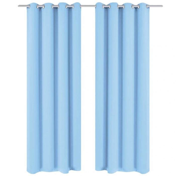 Draperii opace cu ocheți metalici, 2 buc, 135 x 175 cm, turcoaz