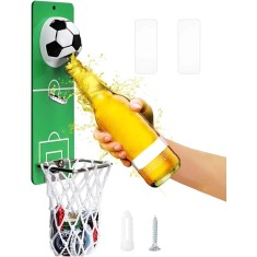 Desfăcător de Sticle cu Colector de Capace Koken, - Decor și Cadou Perfect pentru Suporteri, Bărbați, Fotbal și Sport, 20x8 cm, 3 Moduri de Instalare,