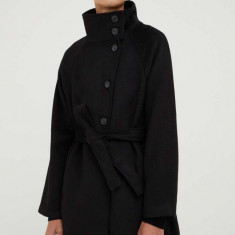 Bruuns Bazaar palton din lana culoarea negru, de tranzitie
