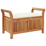 Cumpara ieftin Banca depozitare gradina, cu perna, 91 cm, lemn masiv de acacia