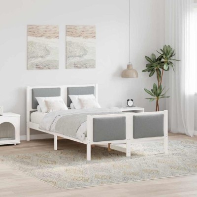 vidaXL Cadru de pat cu headboard Gri deschis 120 x 200 cm țesătură 878333 foto