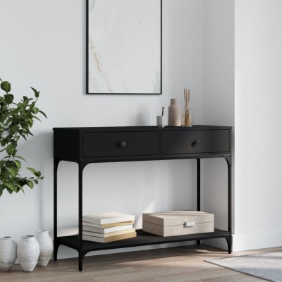 vidaXL Măsuță consolă, negru, 100x34,5x75 cm, lemn compozit 833393 foto