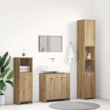 Set mobilier de baie, 4 piese, stejar artizanal, lemn prelucrat