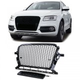 Grila Sport cu Structura &icirc;n Forma de fagure fara Emblema Negru Lucios, potrivita pentru Audi Q5 8R 12-16 Performance AutoTuning