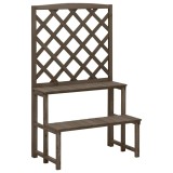 Cumpara ieftin Suport plante cu spalier, gri, 70x42x115 cm, lemn masiv de brad