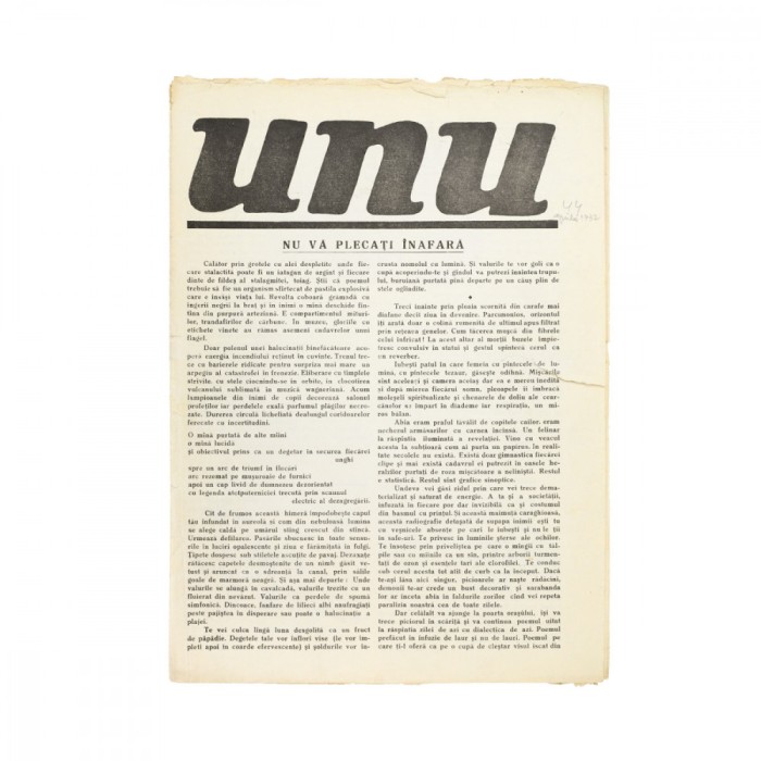 Publicația &bdquo;UNU&rdquo;, anul V, nr. 44, aprilie 1932