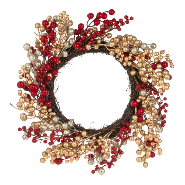 Coroniță Decorativă Crăciun, Model Pomușoare, 50cm, Multicolor, Glitter
