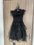 Rochie neagra Wednesday/Halloween, varsta 5-8 ani