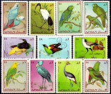 229-AJMAN 1969-PASARI-Doua serii de timbre de cate 13 exemplare Dantelat si NDT, Nestampilat