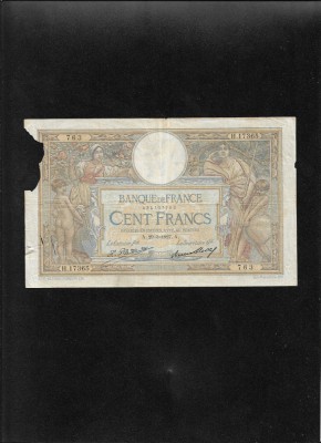 Franta 100 franci francs 1927! seria434107763 bucata lipsa foto