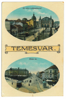 274 - TIMISOARA, Railway Station, Tramway - old postcard, Cenzor - used - 1915 foto