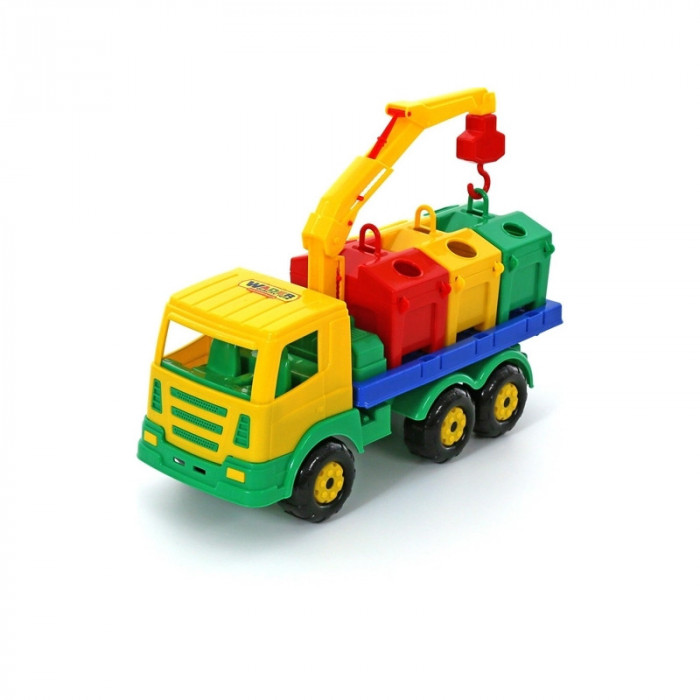 Masina salubrizare + containere - SuperTruck, 42x16x25cm, Wader