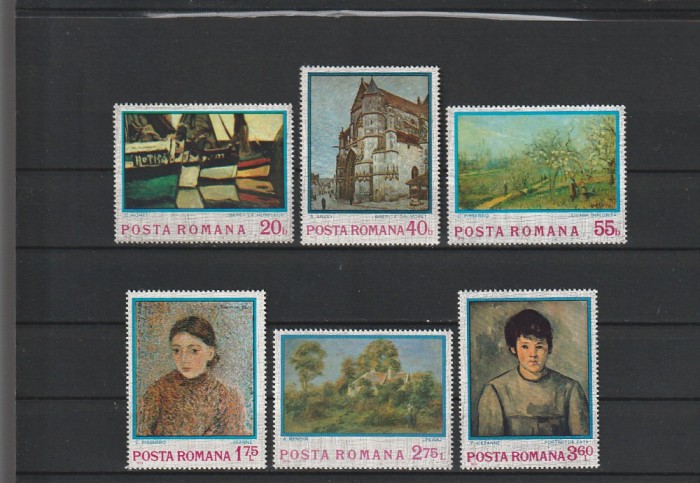 ROMANIA 1974 LP 839 REPRODUCERI DE ARTA IMPRESIONISMUL SERIE MNH NESTAMPILATA