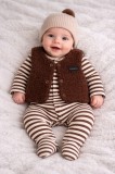 Salopeta bebe cu dungi si vesta pufoasa ByMurat, costum calduros si confortabil