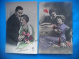 HOPCT 1670 CUPLU-ROMANTICA-FRANTA--LOT 2 CARTI POSTALE VECHI-CIRCULATE