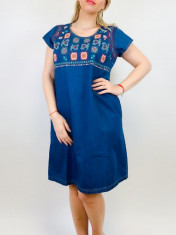 Rochie din denim cu broderie Sanda - 20 foto