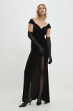Cumpara ieftin Answear Lab rochie de catifea culoarea negru, maxi, mulata