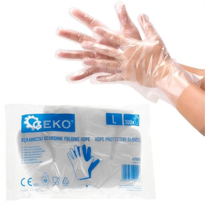 Manusi de protectie transparente HDPE, 100 bucati / set, Geko G75210 foto