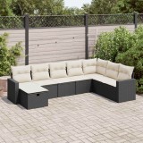 Cumpara ieftin Set mobilier de grădină cu perne, 8 piese, negru, poliratan