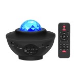 Proiector cu player muzical Bluetooth, cer instelat, lumina rotativa tip val de apa, lumina de noapte controlata de la distanta, telecomanda, General