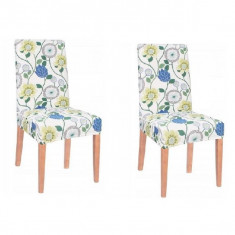 Set 2 huse scaun dining/bucatarie, din spandex, model floral, multicolor foto
