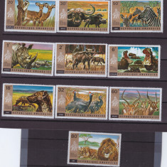 106-RUANDA 1972-Serie completa de 10 timbre nestampilate-Animale,MNH