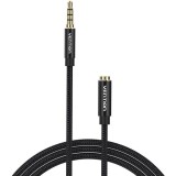 Cablu audio Vention, Jack 3.5mm (T) la Jack 3.5mm (M), 2m, conectori auriti, braided BBC, negru, &quot;BHCBH&quot; (timbru verde 0.18 lei) - 6922794765689