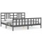 Cadru pat cu tablie 200x200 cm, gri, lemn masiv