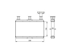 Radiator Incalzire BMW Seria 5 E60/E61, 06.2003-2010, 520d, 525d, 530d, 535d diesel, aluminiu brazat/aluminiu, 258x135x26 mm,