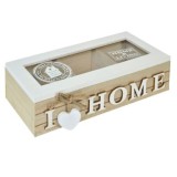 Cutie din lemn iMK&reg; pentru depozitare , Lemn, model vintage, imprimeu &quot;i love home&quot;, 24x10x7 cm