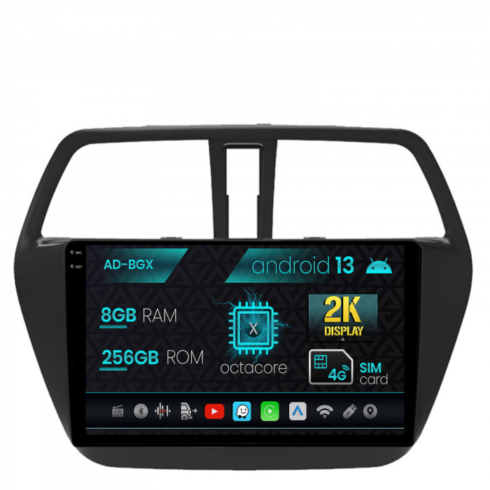 Navigatie Suzuki SX4 S-Cross (2012-2016), Android 13, X-Octacore 8GB RAM + 256GB ROM, 9.5 Inch - AD-BGX9008+AD-BGRKIT305