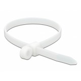 Set 10 bride L 300 x W 7.6 mm cu inel pentru fixare Alb, Delock 18947