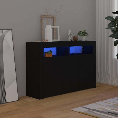 Servantă cu lumini LED,negru , 115,5x30x75 cm foto